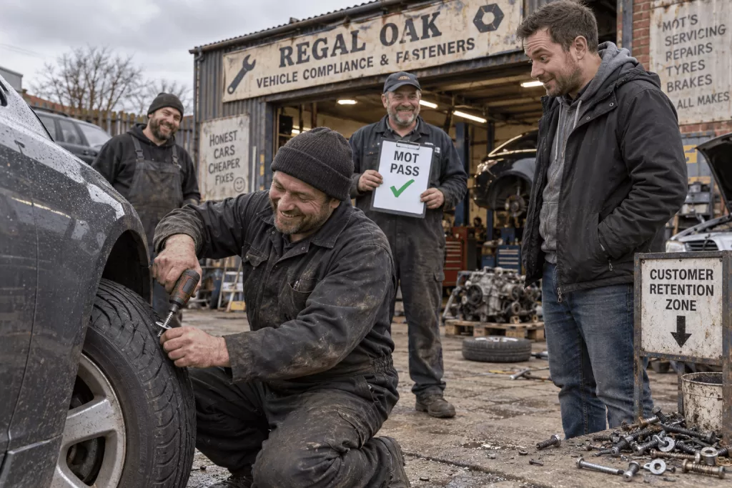 MOT centre tyre screw customer retention scheme