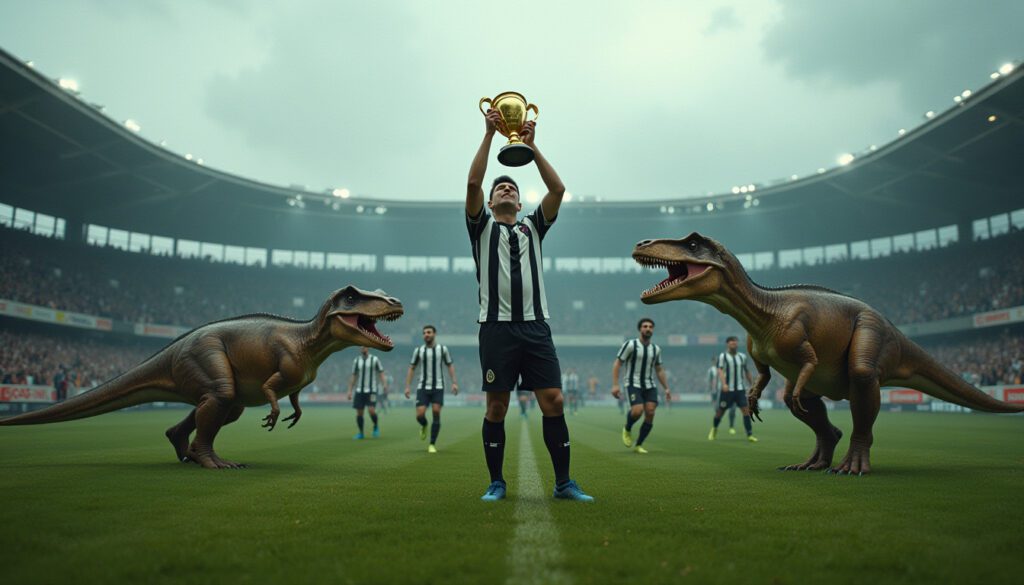Satirical illustration for the article: Scientists Baffled as Newcastle Victory Disrupts Space-Time Continuum