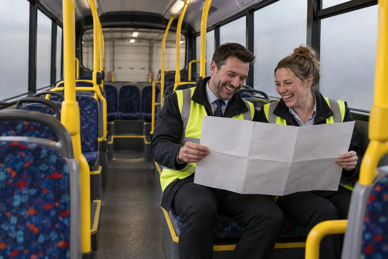 Two laughing planners for bus franchising funding