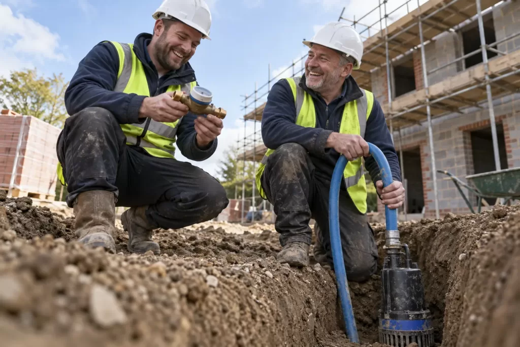 Two laughing engineers for construction dewatering RPS 368