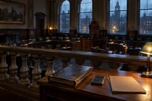 Empty British council chamber for fictional council capital risk metrics 2026 editorial image