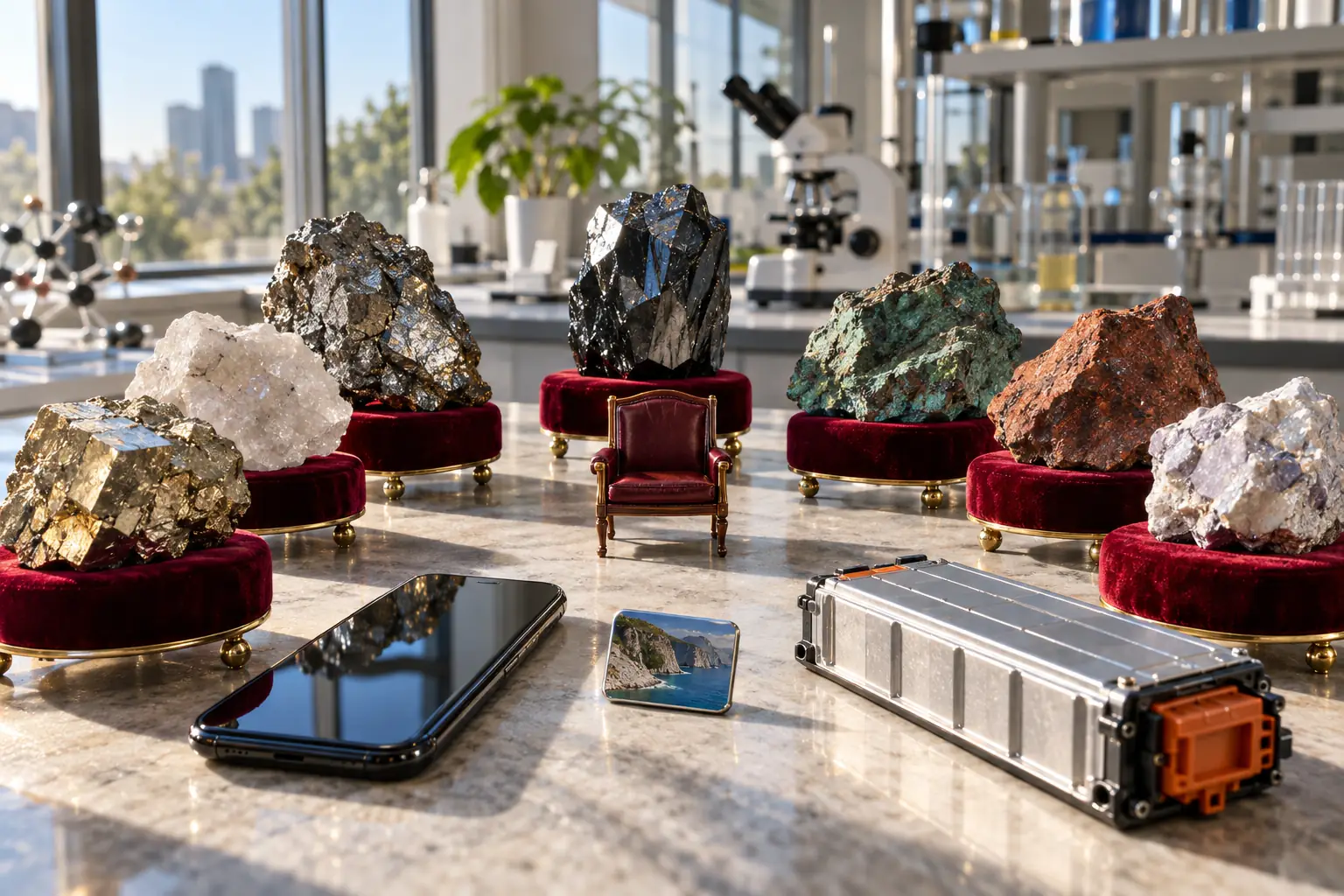 Critical mineral rocks at a fictional supply-chain summit editorial photograph