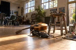 Empty community arts room for fictional Every Child enrichment programme 2026 editorial photograph