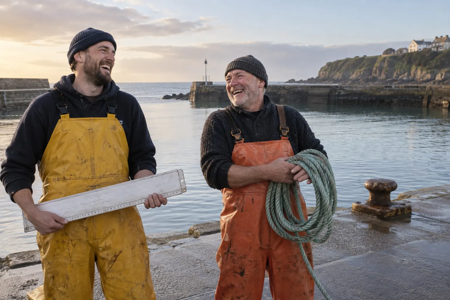 Two laughing fishers for fishing vessel licence variation April 2026