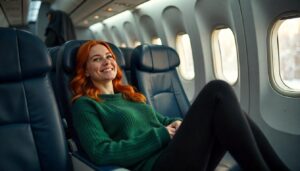 Satirical illustration for the article: Airlines Predict Lower Demand; Passengers Thrilled at Prospect of Empty Middle Seats