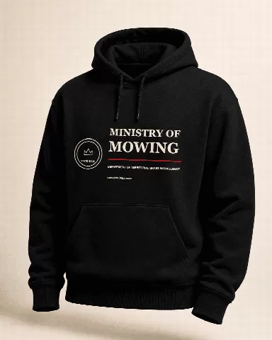 Ministry of Mowing Hoodie — illustrative product mockup