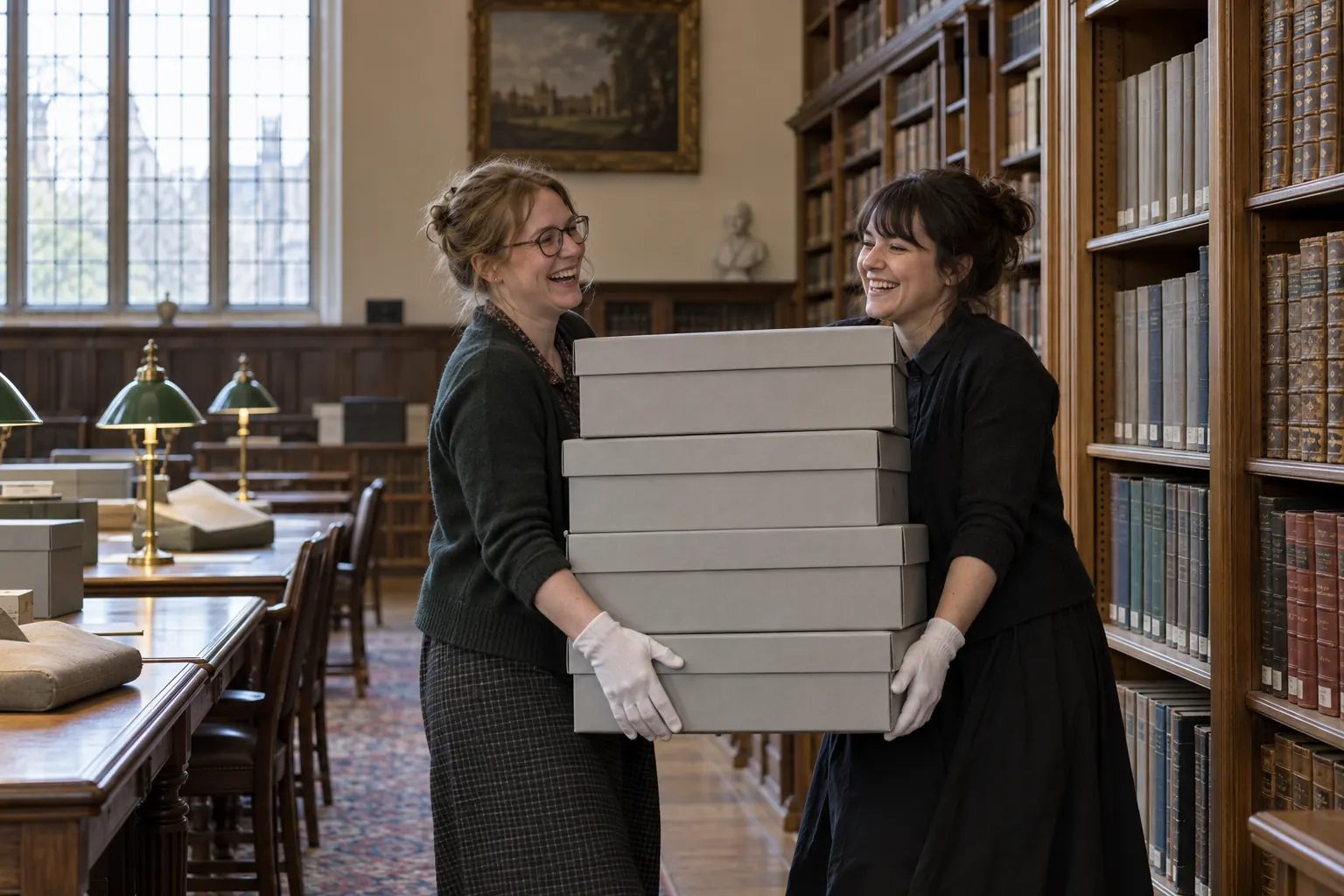 Two laughing archivists for National Archives Troubles records online