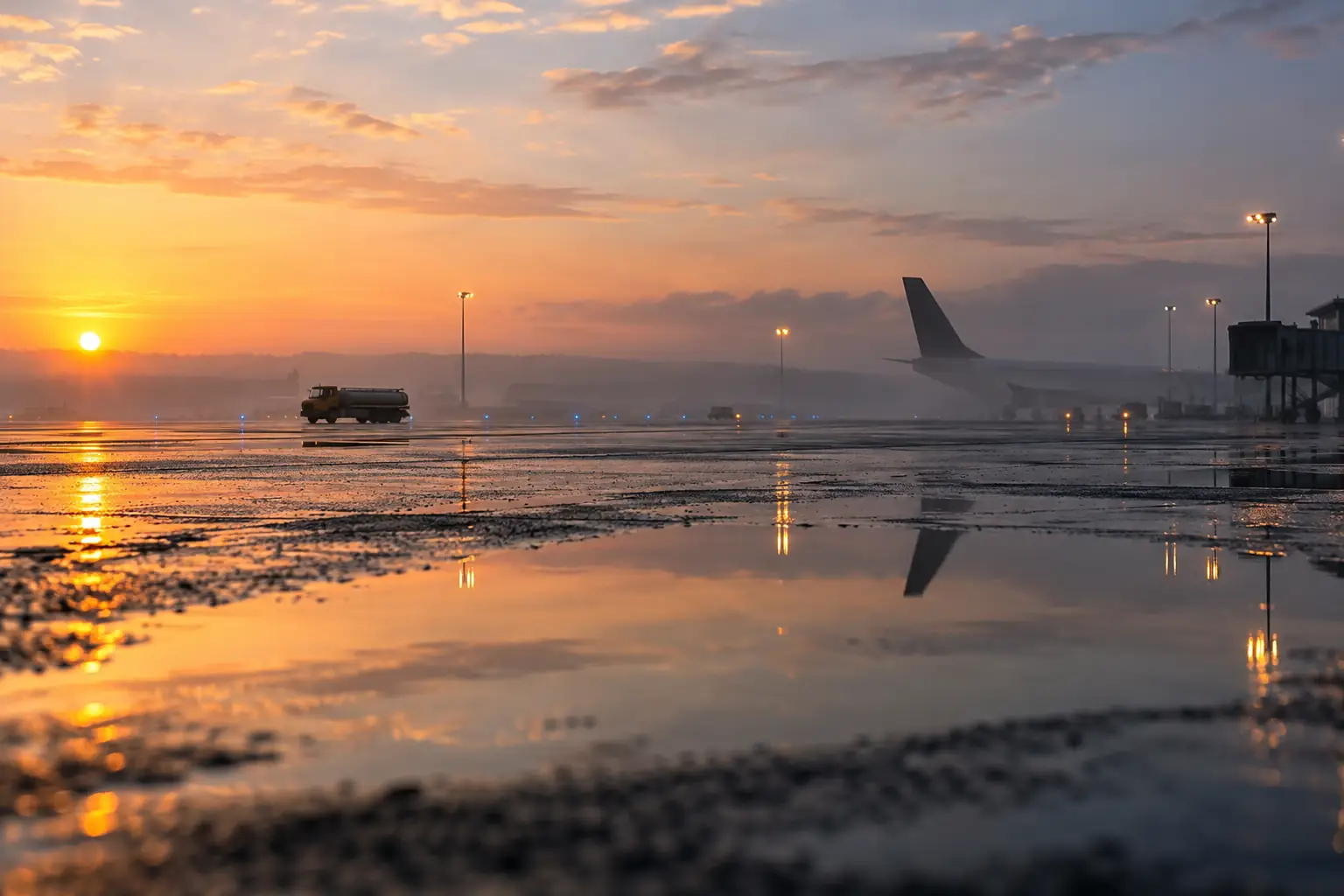 Empty airport apron in fictional Russian refined fuel import ban 2026 editorial photograph