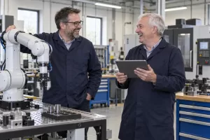 Two laughing instructors for Technical Excellence Colleges