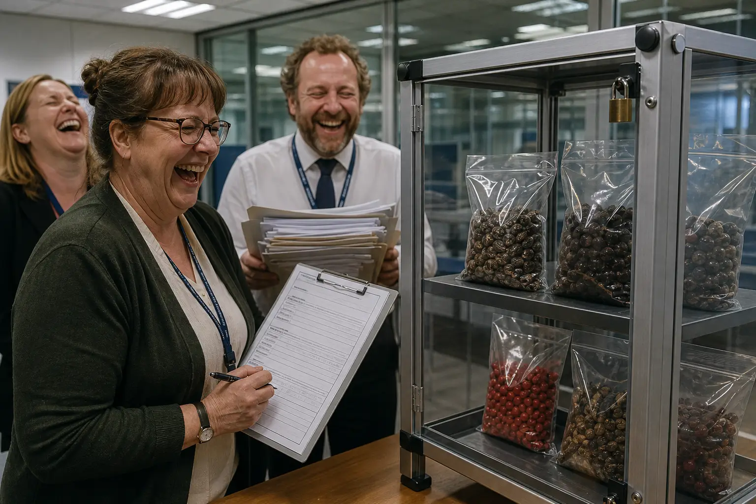 Staged satirical illustration for Government tightens rules on chemicals after discovering chemicals have rules