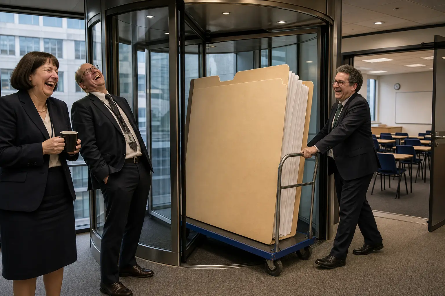 Staged satirical illustration for Teachers’ working conditions sent away for another review